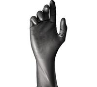 Juba "Grippaz" G, desechable nitrilo escamado sin polvo, negro - SIZE: 9