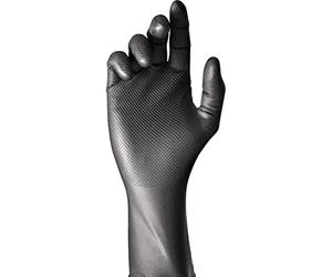 Juba "Grippaz" G, desechable nitrilo escamado sin polvo, negro - SIZE: 9