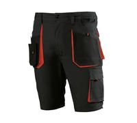 Juba Pantalón Corto Multibolsillos 65% poliéster/35% algodón, Negro con Detalles Naranjas, M