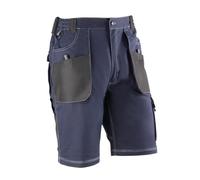 Juba Pantalón Corto Multibolsillos 68% algodón, 30% poliéster y 2% Elastano, 260 g/m², Marino/Detalles Negros, XL