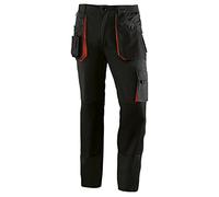 Juba Pantalón largo multibolsillos 65% poliéster/35% algodón, Negro con detalles naranjas, 3XL