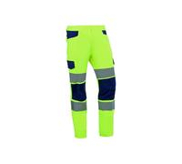 Juba Pantalón Largo Multibolsillos poliéster/algodón/Spandex de 245 g, con Bandas, Amarillo Fluor/Marino, XXL