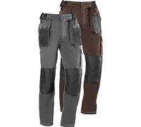 Juba Pantalón Multibolsillos 68% algodón, 30% poliéster y 2% Elastano, 260 g/m², Gris con Detalles Negros, XXL