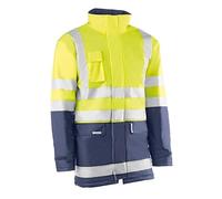 Juba Parka 100% PU acolchado interior de forro polar, bandas reflectantes de 3M, Amarillo flúor/marino - SIZE: XXL