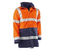 Juba Parka desmontable 100% pol, Oxford/PU bandas reflectantes 3M, Naranja flúor/marino - SIZE: XL
