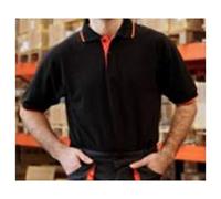 Juba Polo manga corta 100% algodón de 200 g/m², Negro con detalles naranjas - SIZE: XXL