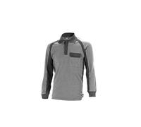 Juba Polo piqué manga larga 97% algodón/3% elastano con bolsillo en el pecho, Gris con detalles negros - SIZE: M