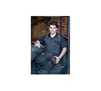 Juba Polo transpirable manga corta bolsillo en el pecho, 100% pol, de 170 g/m², Negro detalles naranjas - SIZE: XS