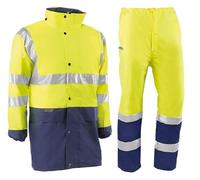 Juba Traje de agua 100% pol, Oxford s/recubrimento de PU bandas reflectantes 3M, Amarillo flúor/marino - SIZE: XL