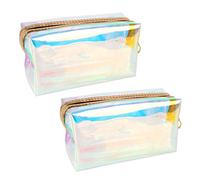 Jubaopen 2PCS Bolsa de Cosméticos Bolsa Maquillaje Bolso Holográfico Bolsa Maquillaje Holografica Bolsa Cosmética Láser Bolso Holografico Transparente para Mujer y Niña Viaje(18 * 7.5 * 10cm)
