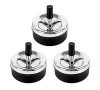 Jubaopen 3PCS Cenicero de Mesa Ceniceros Originales Cenicero a Prueba de Viento Ceniceros Redondos Cenicero Antiolores Cenicero Giratorio con Tapa para Hogar Oficina Bar (9 * 9,3 cm, Negro)