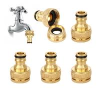 Jubaopen 5PCS Conector de Manguera 1/2 x 3/4 Adaptador de Manguera para Grifo Conectores de Latón para Manguera de Jardín Conector de Grifo Roscado para Lavadora de Tubos Flexibles (Latón)