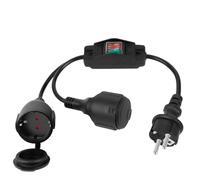 Jubaopen Enchufe Doble Conmutador de Norma EU con Cable Alargador De Goma, 250V/16A, Macho y Hembra 2AC IP44, Resistente al Agua para Dormitorio, Despacho, Salón
