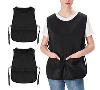 Jubatus Paquete de 2 delantales Cobbler con 2 bolsillos para mujeres y hombres, tela de poliéster de secado rápido, color negro