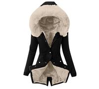 JUBEN Chaqueta acolchada para mujer, abrigo de invierno de talla grande, cuello de solapa, chaqueta de manga larga, chaqueta de abrigo grueso vintage, chaqueta cálida con capucha gruesa, ropa de abrigo acolchada de cuello grande, chaqueta acolchada verde, Beige, 3XL