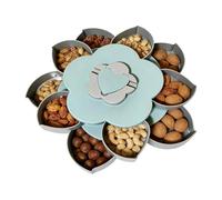 Jubepk Bandeja para servir fruta, rotativa para aperitivos, contenedor de almacenamiento de alimentos con compartimentos, servir platos con tapa, organizador de cocina para viajes de picnic en