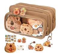 Jubepk Bonito estuche para lápices de gran capacidad, estuche multicapa de apertura amplia con bonitos pines para adolescentes y niñas, estuche de 10 compartimentos, Actualización familiar, Refer to