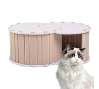 Jubepk Cat Donut, Detachable Tunnel Bed Cats, 15.51x22.87x9.45 Inches, Scratching Kitten Nest and Interactive Playhouse, Cozy Pet House for Bunny, Home, Rest, Playroom, Beige