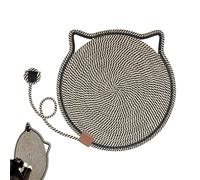 Jubepk Cat Scratch Mat Toy, Round Floor Scratching Indoor Kittens, Natural Fiber Claw Grinding Bed, Pet Accessory with Teasing Ball for Rest, Play, Furniture Protection, 40.4/22.9/5.7 Inches