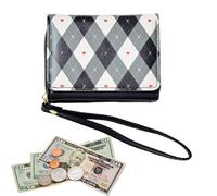 Jubepk Cute Purses Teens, Lovely Plaid Bifold Wallet, 4 Inch Short Purse with Multiple Card Slots, PU Leather Teen Girl Wallet with Stylish Checkered Pattern, Compact Accessory with Secure Closure