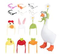 Jubepk Desk Geese Outfits, 6 Pieces Knitted Hats Set, Statue Accessories, Hat and Sunglasses Costume, Decorative Outfit Kit for Bedroom, Mantel, Shelf, Living Room, Centerpiece, Statue, Figurine