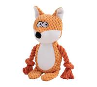 Jubepk Dog Squeaky Toy, Cartoon Rope Doll for Puppies, Interactive Pet Chewing Toy, Fox, Elephant, Frog Squeaky Doll, 24cm/9.45 Inches Ideal for Chewers and Playtime Fun