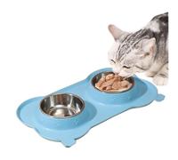 Jubepk Double Dog Bowl Set, Feeding Dish Pets, 13.78x7.48 Inches, Stainless Steel Bowls, Elevated Resistant Stand for Small Medium Large Dogs and Cats, Multicolor