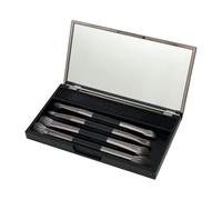 Jubepk Double Sided Makeup Brushes, 4 Piece Cosmetic Tool Set, Compact Travel Case Included, Design for Face and Eyes, Professional Quality Bristles for Women on Business Trips