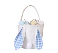 Jubepk Easter Bags Handles, Reusable Bunny Candy Basket, 10.63x10.63x14.57 Inches, Spring Themed Design, Festive Egg Hunt Storage for Kids Candy Hunting Party, Multicolor