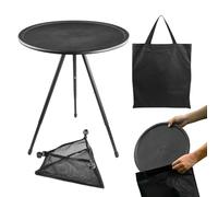 Jubepk Folding Outdoor Table, Round Foldable Desk, Adjustable Height Camping Table, Lightweight Portable Patio Stand, for Cooking, BBQ, Picnic, Outside, Travel, Beach, Garden, Backyard, Deck