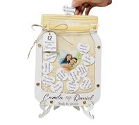 Jubepk Frasco de razones por las que te amo, Caja de 12 razones por las que te amo | Marco de madera con motivos de amor y corazones en caja | Corazones de madera en la caja, romántico para marido,