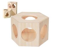 Jubepk Hamster Houses Hideouts, Wooden Shelter, 6,3 x 5,51 x 3,94 pulgadas, accesorio de jaula de animales pequeños, construcción de madera natural para gerbils, cerdos y mices enanos, color de madera