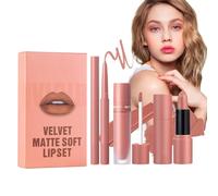 Jubepk Juego de delineador de labios y lápiz labial, Juego de lápiz labial y delineador de labios líquido,Lápiz labial delineador lápiz labial mate | 3X Delineadores de Labios Lápiz de Larga Duración,
