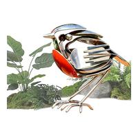 Jubepk Metal Robin Bird Statue, Decorative Rustic Yard Ornament, 16x3.5cm Stylish Outdoor Sculpture, Home Patio Lawn Accessory, Balcony Courtyard Option, Suitable For Driveway Pathway Terrace Walkway