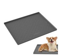 Jubepk Pet Water Mat, Silicone Feeding Mats, Waterproof Dog Cat Pad, Raised Edge Spill Catcher, Large Floor Food Tray for Small, Medium Pets, Puppies, Kittens, Kitchen Floors, 19.69x23.62 Inches