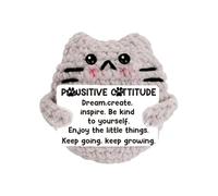 Jubepk Positive Crochet Cat - Handmade Knitted Toys with Encouragement Card, Keyring Craft Pendant for Girls, Boys, Children, Teens, Birthday and, Cute Desk or Bag Accessory, 2.76x1.97 Inches