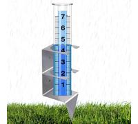 Jubepk Rain Gauge Outdoor - Calibre de lluvia de cristal portátil con estaca, 2,16 x 6,1 in/5,5 x 15,5 cm, diseño a prueba de congelación, ideal para patios, caminos, patios, jardines