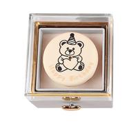Jubepk Rotating Reversible Ring Box Sturdy Bear Cake Jewelry Display 3.15x3.12x3.15 inch Ring Storage Organizer Ideal for Women and Men Birthday, Dressing Table or Gift Giving