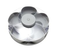 Jubepk Rotating Snack Tray with Lid - 12 Divided Container for Fruit, Vegetables, and Dipping Sauces, Non-Slip Base with Smooth Mechanism, Party Picnic Dining Use, 12.6x12.6x3.94inches