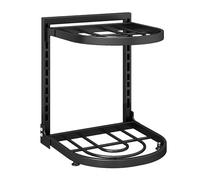 Jubepk Saucepan Stand | Pots and Pans Organiser | Standing Organizer Shelf | Kitchen Cookware Rack | 25.5x24x32cm/10.04x9.45x12.6 Inches, Improve Storage Efficiency and Organization, Black