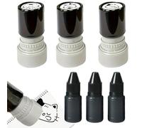 Jubepk Sellos de Animales,Kit De 3 Herramientas De Estampación Reentintables Para Manualidades | Mini Sellos de de Dibujos Animados con 3 Tintas Negras - Para Profesores, Niños, Scrapbooking Y