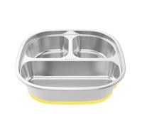 Jubepk Stainless Plates, Divided Toddler Plates Stainless Steel, Non-Slip Unbreakable Dinnerware, Feeding Supplies, Dishwasher Safe, Rust-Resistant For Home, School, Canteen, Travel