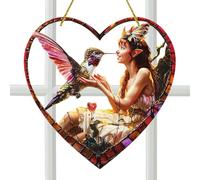 Jubepk Sun Catcher | Sun Catchers For | Heart Shaped Sun Catchers, Fairy 2d Acrylic Sun Catchers Ornaments, 20x20cm Creative Outdoor Sun Catcher Ornaments For Living Room, Bedroom &