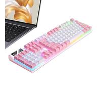 Jubepk Teclado de escritorio luminoso, teclas mecánicas con cable, teclados de PC, configuración de 104 teclas, 17.13 x 5.12 x 0.98 pulgadas, proporciona una entrada precisa tanto para tocar como para