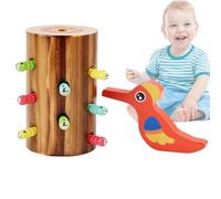 Jubepk Woody Woodpecker Toy, Worm Feeder Wooden Catching Toy, 2.87x4.72 Inches, Magnetic Bird Feeding Game, Fine Motor Playset for Home Learning Fun, Multicolor