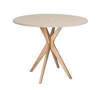 JUBI - Mesa de comedor redonda (70 cm), color beige