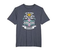 Jubilada Molona Madre Abuela Fiesta jubilación Mujer Camiseta, Hombre Tallas Grandes, Azul Jaspeado, 4X Alto