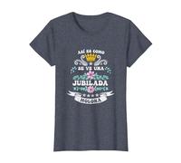 Jubilada Molona Madre Abuela Fiesta jubilación Mujer Camiseta, Mujer, Azul Jaspeado, L
