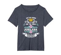 Jubilada Molona Madre Abuela Fiesta jubilación Mujer Camiseta, Mujer Tallas Grandes, Azul Jaspeado, 3XL Grande