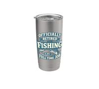Jubilado Ahora La Pesca Es Mi Trabajo De Tiempo Completo Vaso térmico de acero inoxidable de doble pared